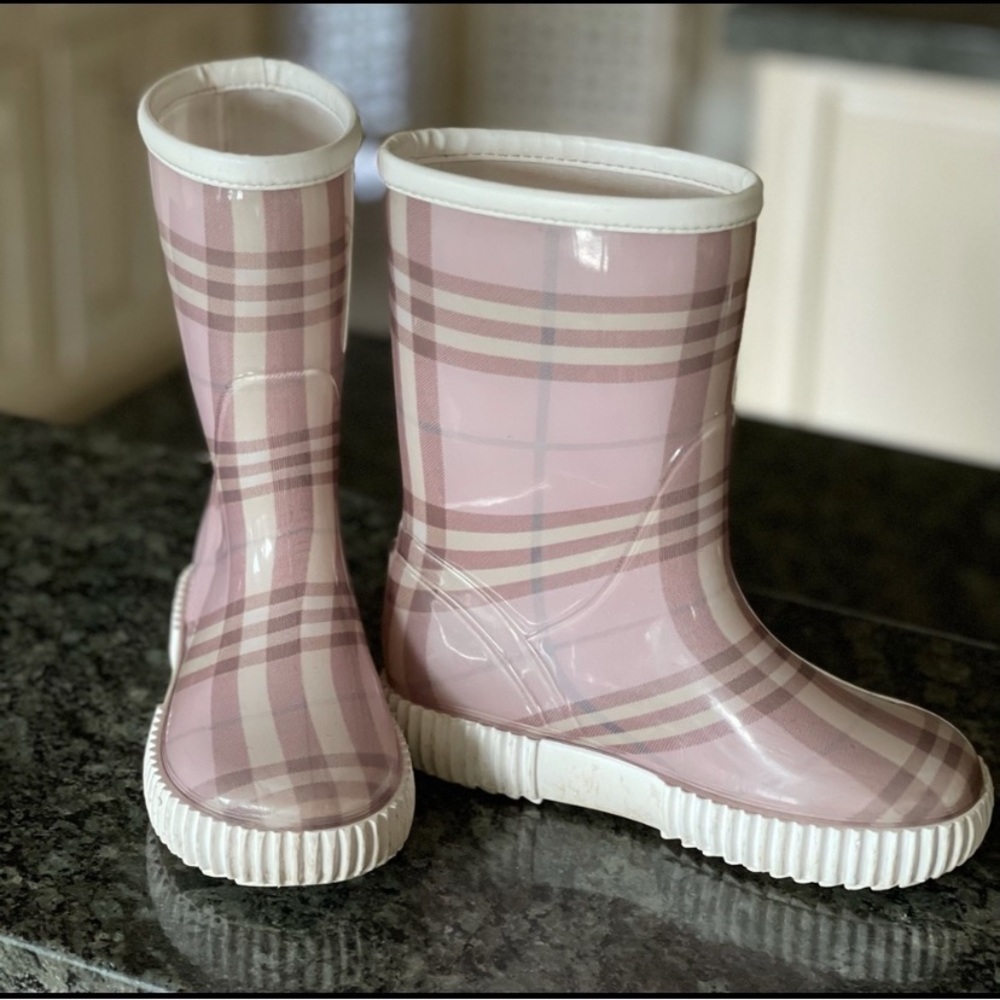 KIDS PINK BURBERRY RAIN BOOTS